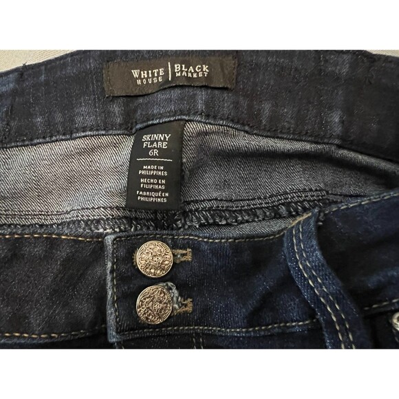WHBM White House Black Market Skinny Flare Jeans Women's 6R Lowrise Dark Wash - Picture 8 of 13